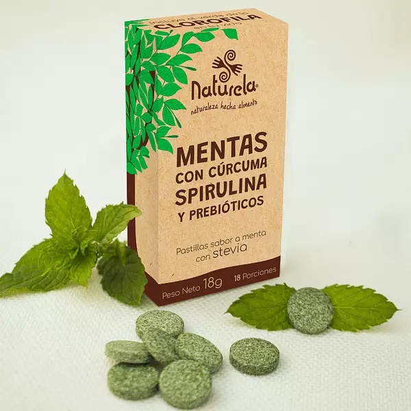 Mentas Sin Azúcar Con Cúrcuma - Spirulina - Prebióticos