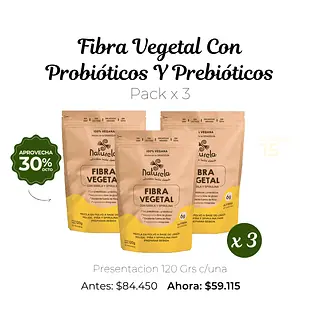 Pack X3 Fibra Vegetal Con Probióticos Y Prebióticos
