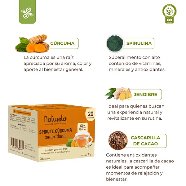 Spiruté Cúrcuma X 20 | Infusión Dorada Antioxidante