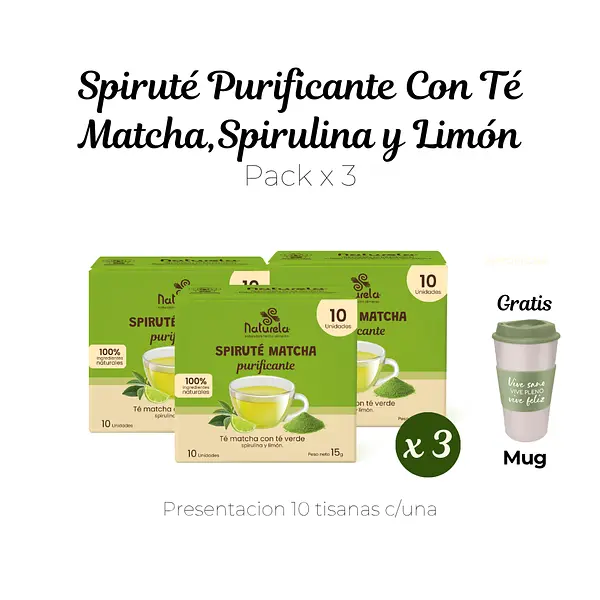 Pack X3 Spiruté Purificante Con Té Matcha