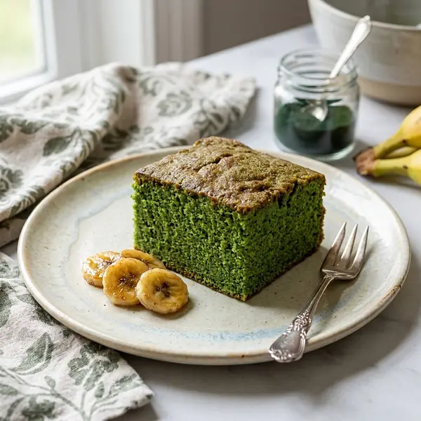 Torta Verde de Banano con Spirulina