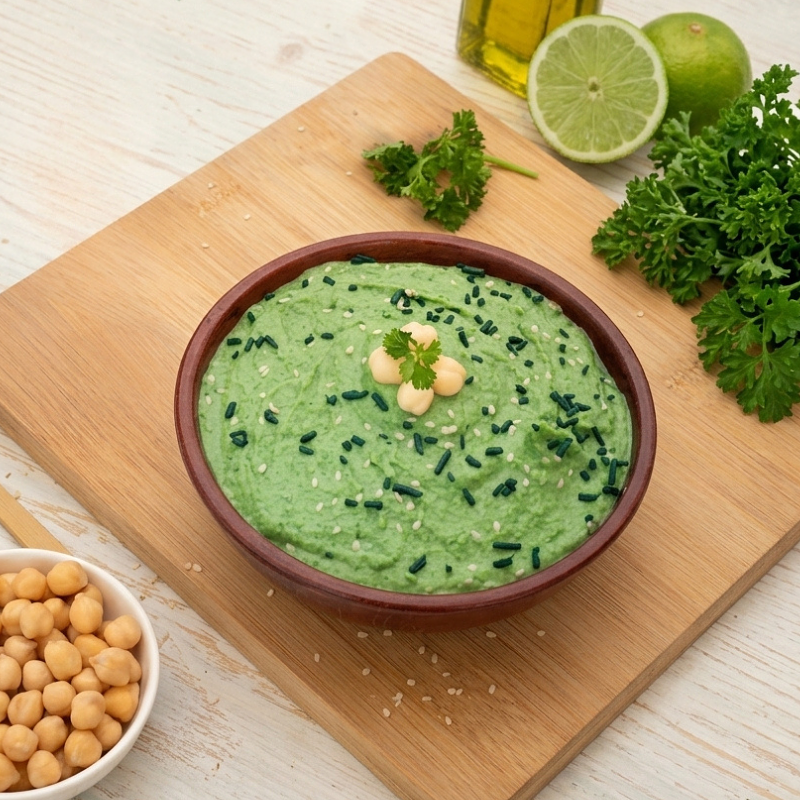 Humus con harina de garbanzo y Spirulina