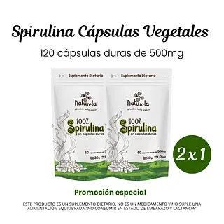 2 X 1 Spirulina Cápsulas Vegetales
