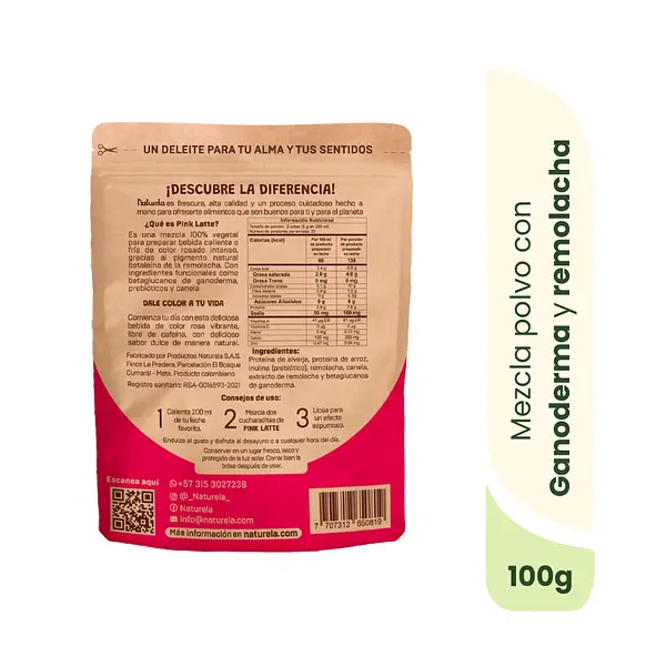 2x1 Pink Latte / Leche Rosada Con Betaglucanos De Ganoderma