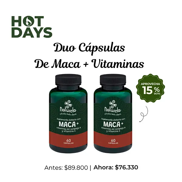 Duo Cápsulas De Maca Vitaminas Del Complejo B Y Vitamina C